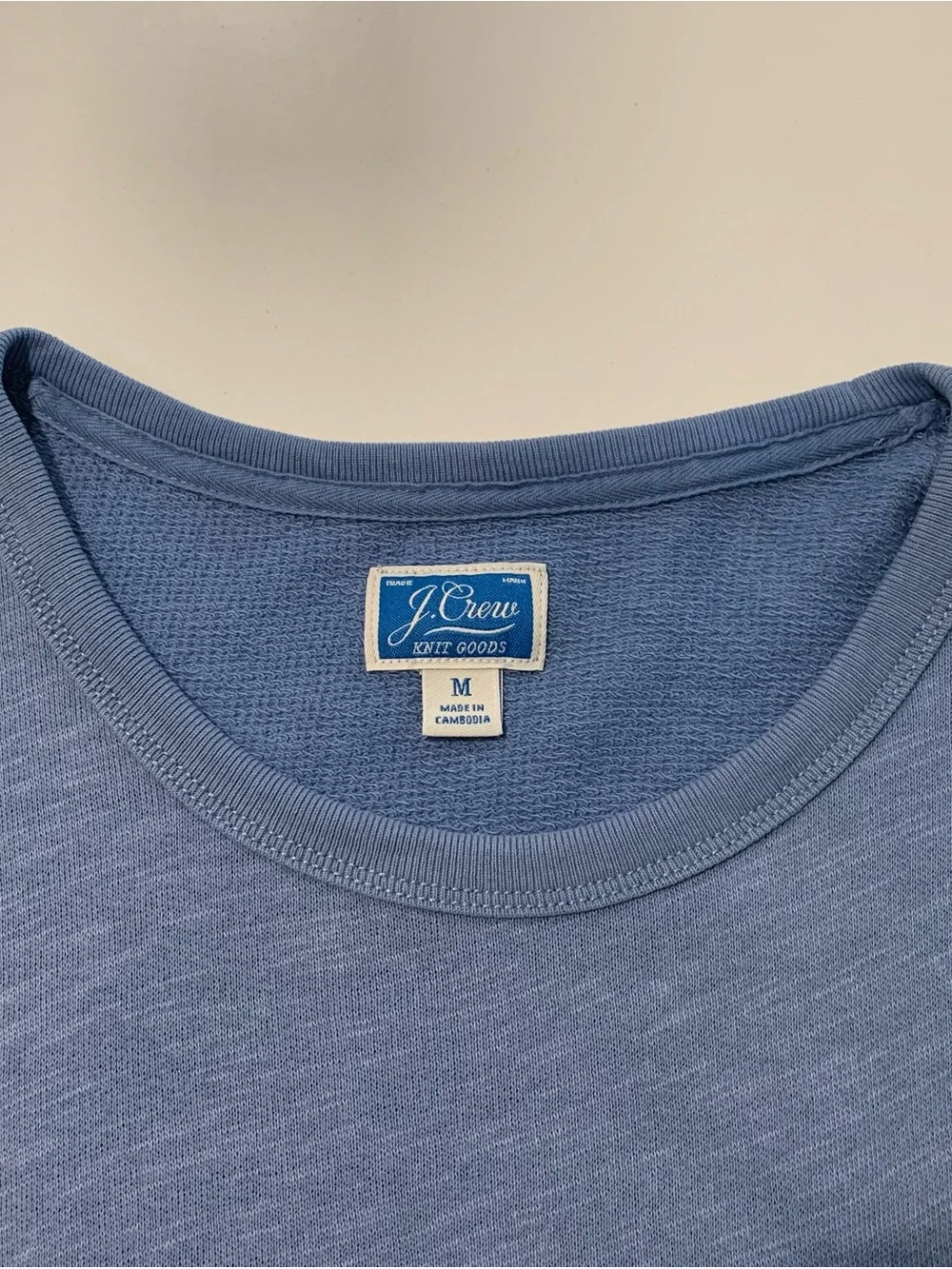 J. Crew Lightweight Sunfaded French Terry Pocket Sweatshirt Medium Blue, Men’s M